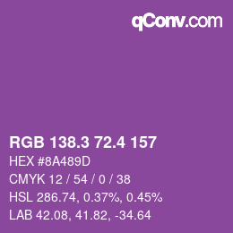 カラーコード: RGB 138.3 72.4 157 | qconv.com