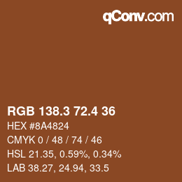 カラーコード: RGB 138.3 72.4 36 | qconv.com