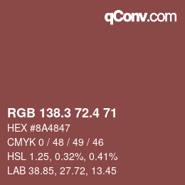 カラーコード: RGB 138.3 72.4 71 | qconv.com