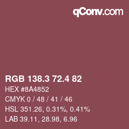 カラーコード: RGB 138.3 72.4 82 | qconv.com
