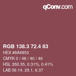 カラーコード: RGB 138.3 72.4 83 | qconv.com