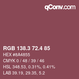 カラーコード: RGB 138.3 72.4 85 | qconv.com