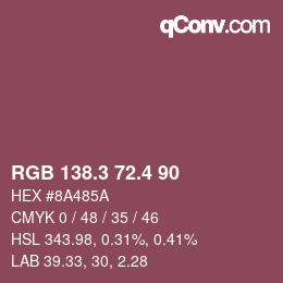 カラーコード: RGB 138.3 72.4 90 | qconv.com