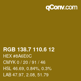 カラーコード: RGB 138.7 110.6 12 | qconv.com