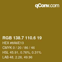 カラーコード: RGB 138.7 110.6 19 | qconv.com