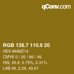 カラーコード: RGB 138.7 110.6 20 | qconv.com