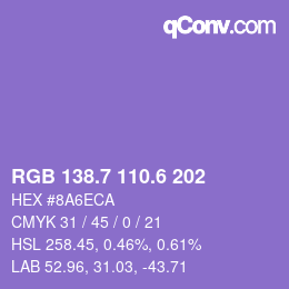 カラーコード: RGB 138.7 110.6 202 | qconv.com