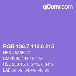 カラーコード: RGB 138.7 110.6 215 | qconv.com