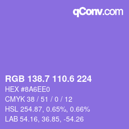 カラーコード: RGB 138.7 110.6 224 | qconv.com