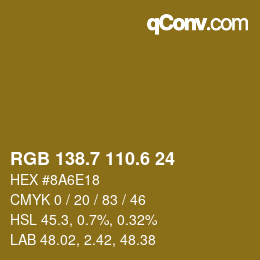 カラーコード: RGB 138.7 110.6 24 | qconv.com