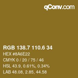 カラーコード: RGB 138.7 110.6 34 | qconv.com