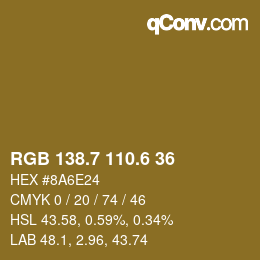 カラーコード: RGB 138.7 110.6 36 | qconv.com