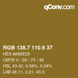 カラーコード: RGB 138.7 110.6 37 | qconv.com