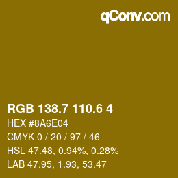 カラーコード: RGB 138.7 110.6 4 | qconv.com