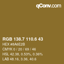 カラーコード: RGB 138.7 110.6 43 | qconv.com