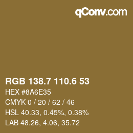 カラーコード: RGB 138.7 110.6 53 | qconv.com