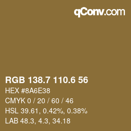 カラーコード: RGB 138.7 110.6 56 | qconv.com