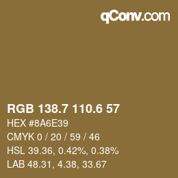 カラーコード: RGB 138.7 110.6 57 | qconv.com