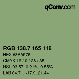 カラーコード: RGB 138.7 165 118 | qconv.com