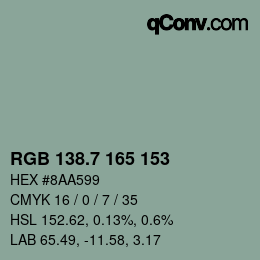 カラーコード: RGB 138.7 165 153 | qconv.com