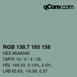カラーコード: RGB 138.7 165 158 | qconv.com