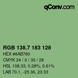 カラーコード: RGB 138.7 183 128 | qconv.com