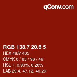 カラーコード: RGB 138.7 20.6 5 | qconv.com