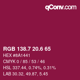 カラーコード: RGB 138.7 20.6 65 | qconv.com