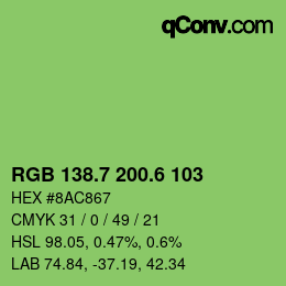 カラーコード: RGB 138.7 200.6 103 | qconv.com