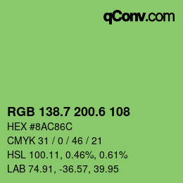カラーコード: RGB 138.7 200.6 108 | qconv.com