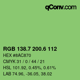 カラーコード: RGB 138.7 200.6 112 | qconv.com