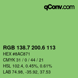 カラーコード: RGB 138.7 200.6 113 | qconv.com