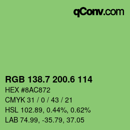 カラーコード: RGB 138.7 200.6 114 | qconv.com