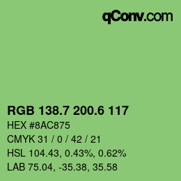 カラーコード: RGB 138.7 200.6 117 | qconv.com