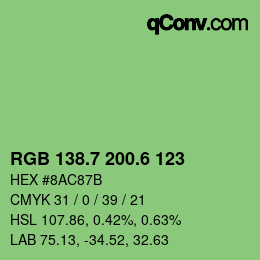 カラーコード: RGB 138.7 200.6 123 | qconv.com