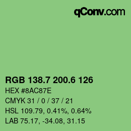 カラーコード: RGB 138.7 200.6 126 | qconv.com