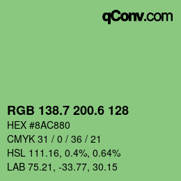 カラーコード: RGB 138.7 200.6 128 | qconv.com