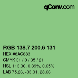 カラーコード: RGB 138.7 200.6 131 | qconv.com