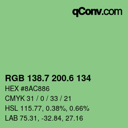 カラーコード: RGB 138.7 200.6 134 | qconv.com
