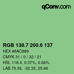 カラーコード: RGB 138.7 200.6 137 | qconv.com