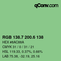 カラーコード: RGB 138.7 200.6 138 | qconv.com
