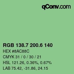 カラーコード: RGB 138.7 200.6 140 | qconv.com