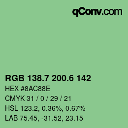 カラーコード: RGB 138.7 200.6 142 | qconv.com
