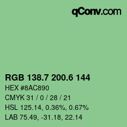 カラーコード: RGB 138.7 200.6 144 | qconv.com