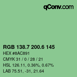 カラーコード: RGB 138.7 200.6 145 | qconv.com