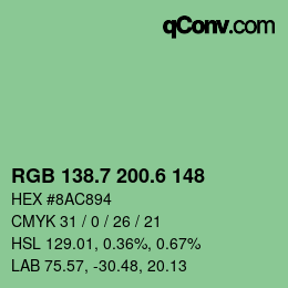 カラーコード: RGB 138.7 200.6 148 | qconv.com