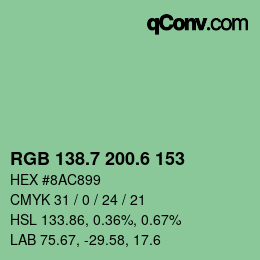カラーコード: RGB 138.7 200.6 153 | qconv.com