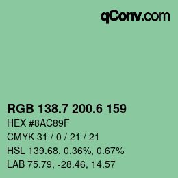カラーコード: RGB 138.7 200.6 159 | qconv.com