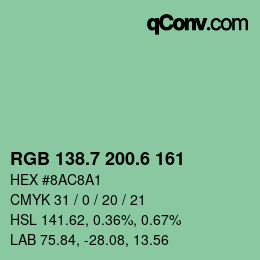 カラーコード: RGB 138.7 200.6 161 | qconv.com