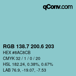 カラーコード: RGB 138.7 200.6 203 | qconv.com
